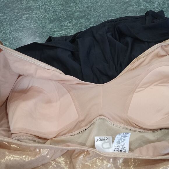 Roaman's Swimsuit Plus Size 3x 24W Gold and Black Attached Brief Full Coverage - Picture 8 of 12